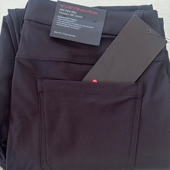 NWT*: Lululemon ABC Slim-Fit 5 Pocket Pant 31” x 30” L*Warpstreme. Color: Black - Picture 6 of 6